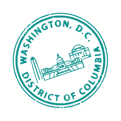 Image of a green Washington D.C stamp